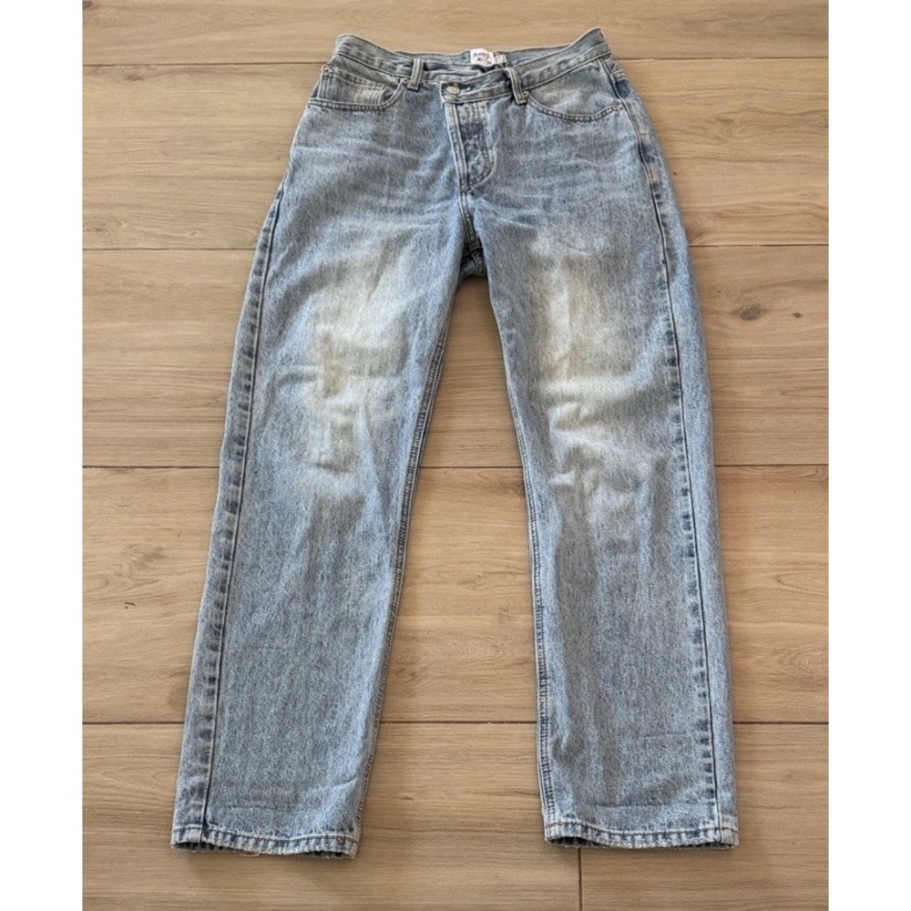 Princess Polly Crossover Waist Straight Leg Jeans Light Wash Blue Womens US‎ 2